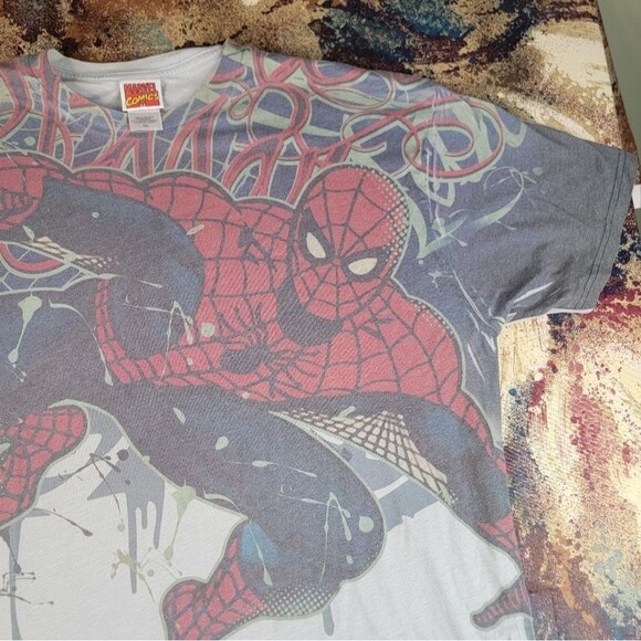 Vintage Spider Man Marvel Shirt AOP All Over Print Comics 2XL RARE 2009 - Picture 5 of 11